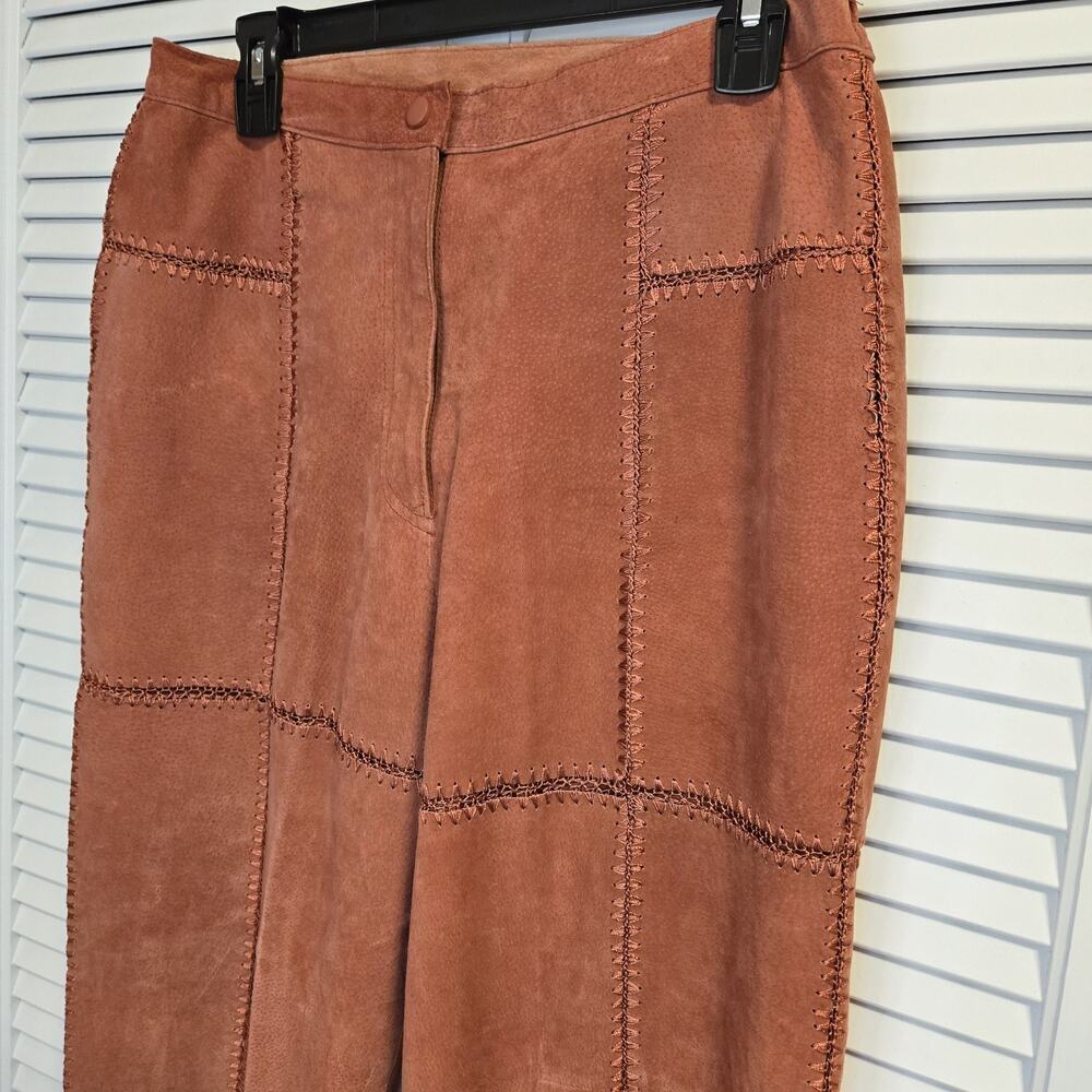 100% Suede Leather Pants MED Boho Cottage patchwork Design Robert Louis Designer